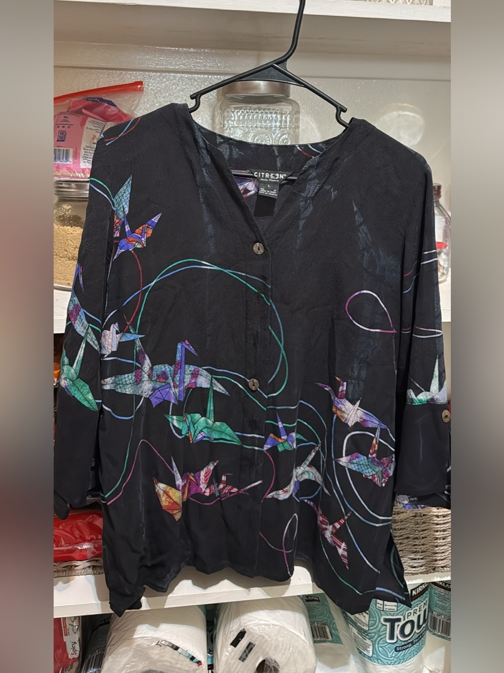 Beautiful Japanese crane print blouse